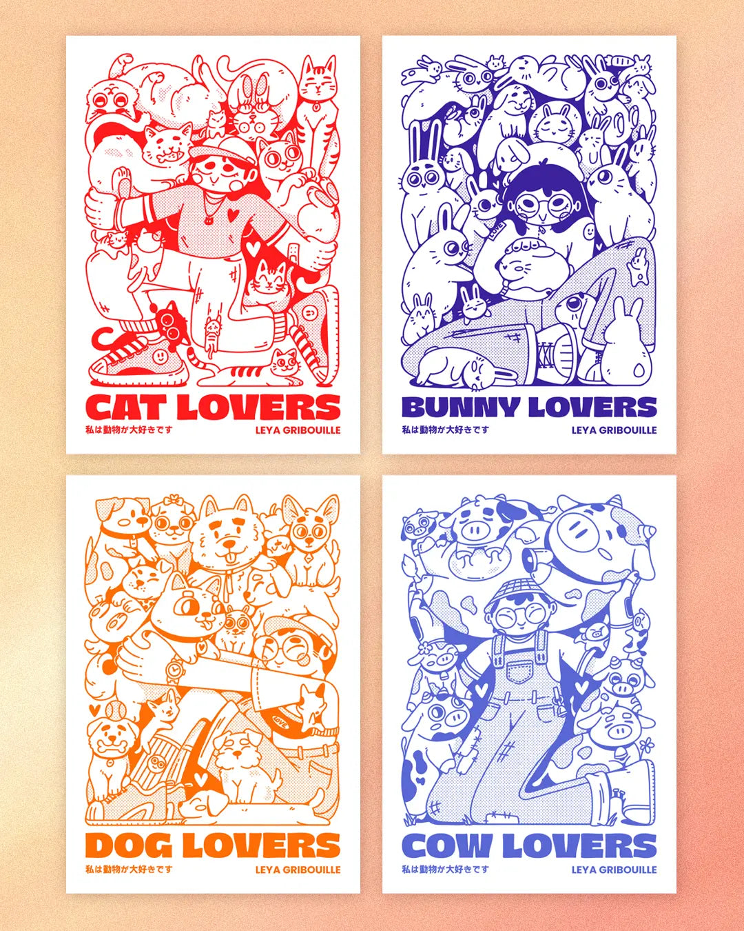 [Petites Affiches x4] Animal Lovers